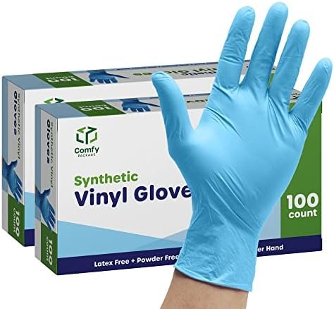 Comfy Package Synthetic Vinyl Blend Disposable Plastic Glove...