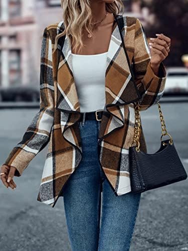 GORGLITTER Women's Plaid Open Front Waterfall Long Sleeve Co...