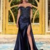Women's Off The Shoulder Satin Bridesmaid Dresses Long Slit ...