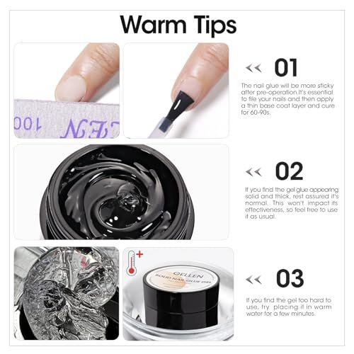 Gellen Solid Nail Glue Gel for False Nail Tips, Huge Capacit...
