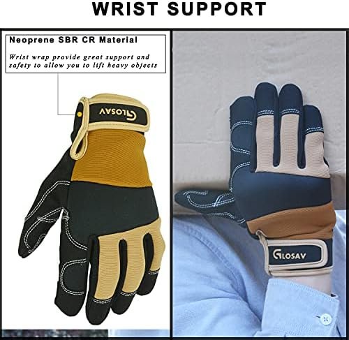 Thin Work Gloves for Men Women, Synthetic Leather Working Gl...