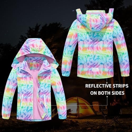 MGEOY Boys Girls Rain Jacket Lightweight Waterproof Hooded F...