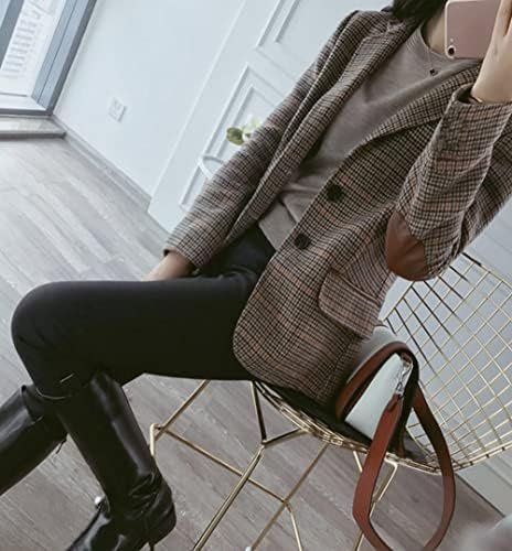 CHARTOU Women's Chic Lapel Collar Plaid 2-Button Business Wo...