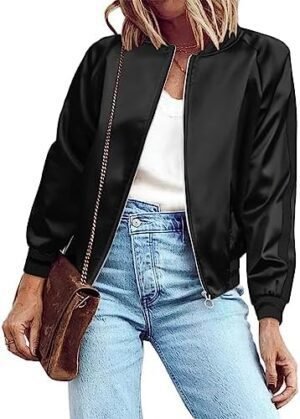 Zeagoo Women's Bomber Jacket Lightweight Zip Up Jacket Casua... Zeagoo Women's Bomber Jacket Lightweight Zip Up Jacket Casua...