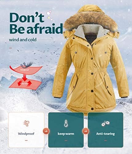 CREATMO US Girl's Long Winter Warm Parka Sherpa Trimmed Coll...