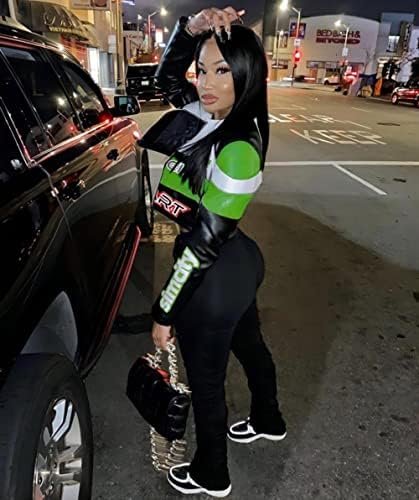 VOIKERDR Leather Jacket Women Zipper Moto Biker Short Leathe...