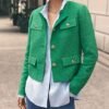 Cropped Tweed Blazer Jackets for Women Elegant Slim Collarle...