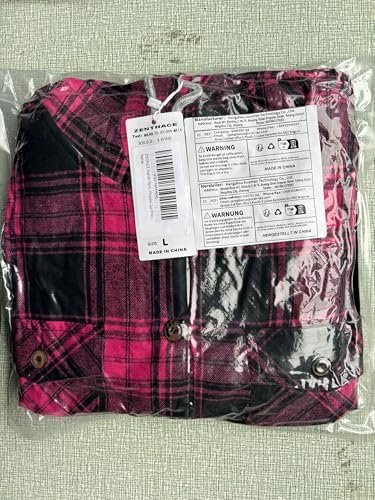 ZENTHACE Women's Sherpa Lined Plaid Flannel Jacket Button Do...