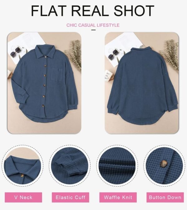 Dokotoo Womens Waffle Knit Shacket Jacket Casual Long Sleeve...