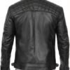 DECIMAL Men's Black Genuine Lambskin Leather Biker Jacket VI...