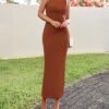 BTFBM Women Ruched Bodycon Maxi Dress Summer 2025 Sleeveless...