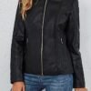 Bellivera Faux Leather Jacket Women Motorcycle Zipper Bomber...