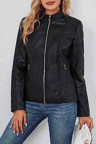 Bellivera Faux Leather Jacket Women Motorcycle Zipper Bomber...