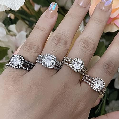 CEJUG Cubic Zirconia Wedding Rings for Women Bridal Ring Set...