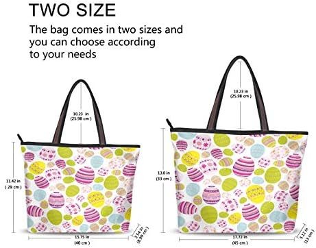 Tote Bag for Women with Zipper and Pockets,Polyester Tote Ba...