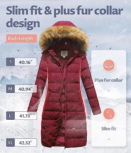 CREATMO US Women's Long Winter Faux Fur Coat Puffer Warm Jac...