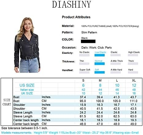 DIASHINY Faux Leather Jacket For Women Crop Short Cropped PU...