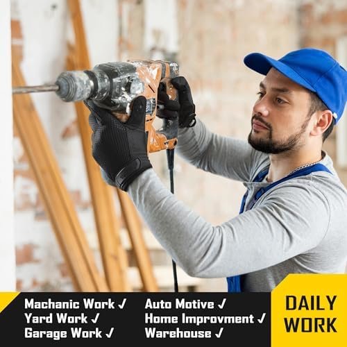 COOLJOB Touchscreen Mechanic Men’s Work Gloves with Grip, Sl...