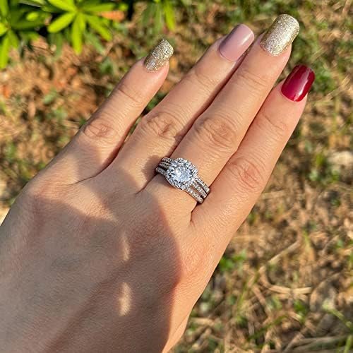 CEJUG Cubic Zirconia Wedding Rings for Women Bridal Ring Set...