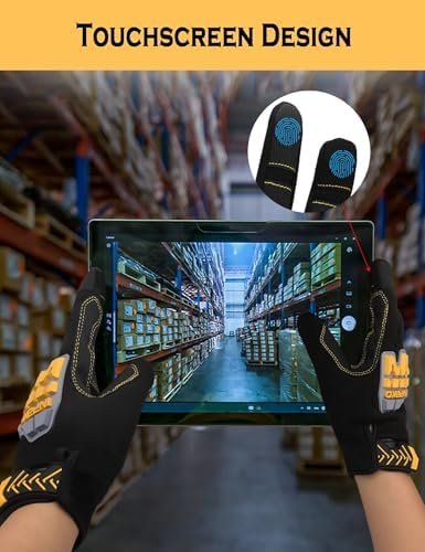 Work Gloves for Men Women, TPR Impact Protection Utility Mec...