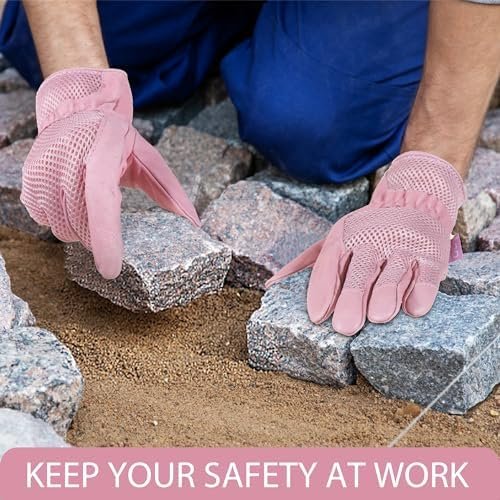 HLDD HANDLANDY Pigskin Leather Women Gardening Gloves, Stret...