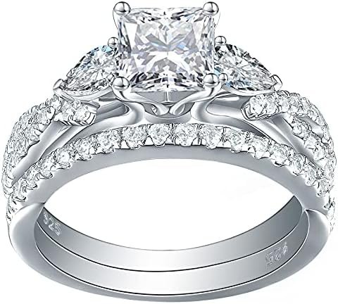 Newshe Jewellery 2.5ct Princess Pear White AAAAA Cz 925 Ster...