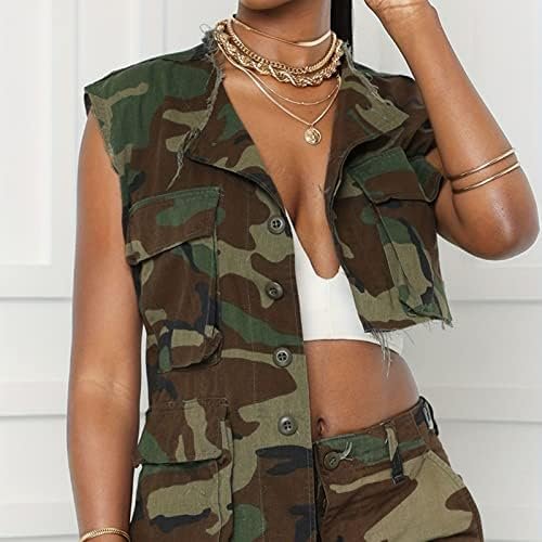 Womens Summer Cute Camo Button Down Cropped Jean Jacket Casu...