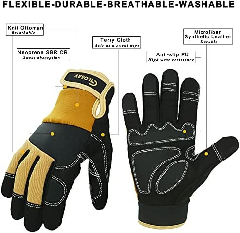 Thin Work Gloves for Men Women, Synthetic Leather Working Gl...