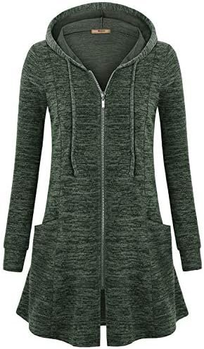 Miusey Womens Zip Up Long Hoodie Jacket Lightweight Tunic Sw...