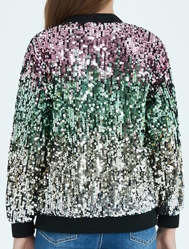 EXARUS Girls Sparkle Sequin Jacket with Pockets Glitter Ligh...