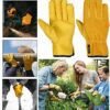 Leather Working Gloves Work Gardening Gloves Thorn Proof Gar...
