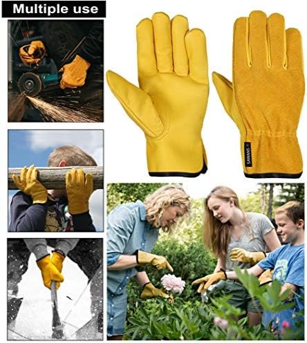 Leather Working Gloves Work Gardening Gloves Thorn Proof Gar...