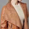 Escalier Women's Faux Leather Jackets Slim Open Front Lapel ...