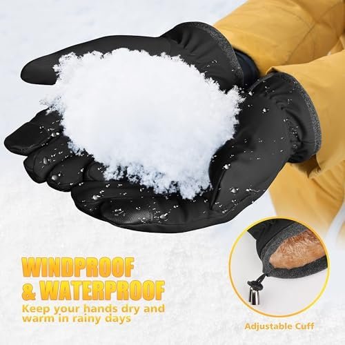 ihuan Winter Waterproof Ski Gloves Men Women, Snow Warm Cycl...