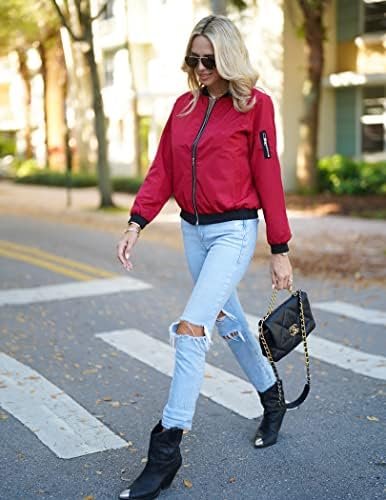 Zeagoo Women's Bomber Jacket Casual Coat Zip Up Outerwear Wi...