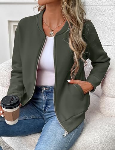 Women's Zip Up Sweatshirts Jackets Long Sleeve Bomber Jacket...