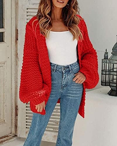 Cicy Bell Women's Open Front Chunky Knit Cardigan Loose Lant...