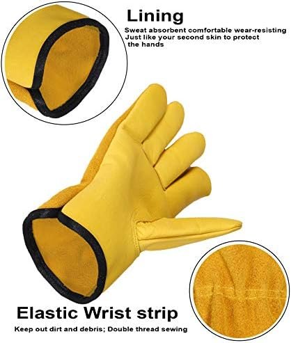 Leather Working Gloves Work Gardening Gloves Thorn Proof Gar...