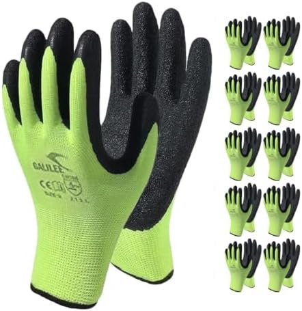 OTECKO Safety Work Gloves with Latex Rubber Coating, Non-Sli...