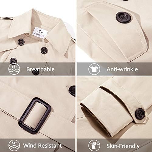 Women's Waterproof Trench Coat Double-Breasted Classic Lapel...