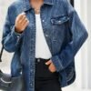 Tankaneo Womens Oversized Denim Jackets Trendy Diamond Quilt...