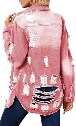 sexycherry Denim Jacket for Women Long Sleeve Classic Trucke...