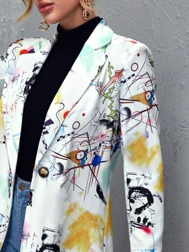 Floerns Women's Casual Long Sleeve Graphic Colorful Blazer W...