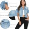 MISS MOLY Women's Denim Jacket Ruffle Sleeve Button Down Dis...