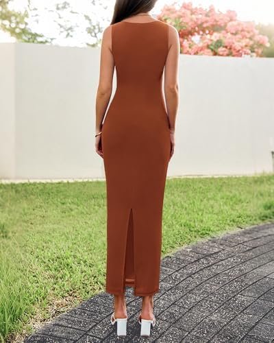 BTFBM Women Ruched Bodycon Maxi Dress Summer 2025 Sleeveless...