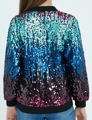 EXARUS Girls Sparkle Sequin Jacket with Pockets Glitter Ligh...
