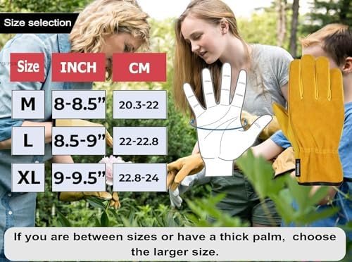Leather Working Gloves Work Gardening Gloves Thorn Proof Gar...