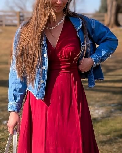 Kedera Womens Denim Jacket Distressed Frayed Ripped Jean Jac...