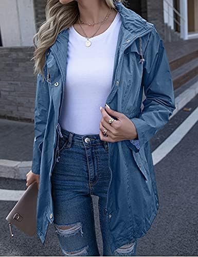 Rain Jacket Women Striped Lined Hooded Lightweight Raincoat ...