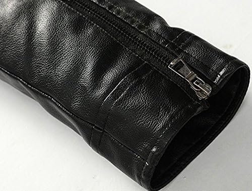 Youhan Men's Casual Zip Up Slim Bomber Faux Leather Jacket